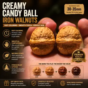 Creamy Candy Balls Iron Walnut Pocket-sized stress fidget toy Pokemon Walnut Chinese of Frog walnuts,Hand Fidget Toy,Replace mindless phone scrolling，Natural Collectible Stress Reliener peace & Rolling walnuts builds focus & patience