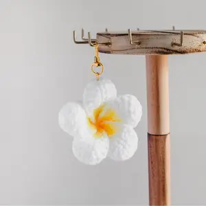 Crochet Plumeria Keychain | Island Accessory | Islander | Bag Charm | Island Gift | Handmade | Island Flower