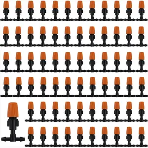 124PCS/Set Irrigation Dripper Adjustable Drip Irrigation Sprinkler with 1/4 Inch Irrigation Tee Drip Irrigation Kit for Misting Watering Plant Cooling System(62 Pairs)