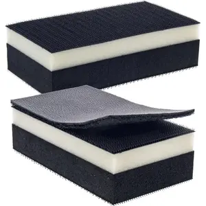 Series Rectangle 5" x 2-3/4" Dual Density 2 Sided EVA Sanding Block, Hook & Loop Backing, 2 Pack - PSA Sandpaper Conversion Adapter Pad - Automotive Prep Sand Woodworking Furniture