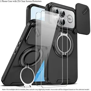 3pcs [1 Phone Case with 2X Clear Screen Protectors] Case with Stand for Xiaomi Poco F8 Ultra 5G F8 Pro F7 F7 Pro F7 Ultra, Shockproof Anti-Scratch Full-Body Protective Cover, Fashion Business Stylish Gift for Men Women