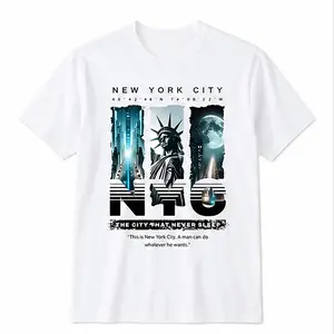 New York City NYC Graphic T-Shirt Statue of Liberty Skyline Streetwear Tee Urban Travel Souvenir Shirt Unisex Casual Top for Men Women