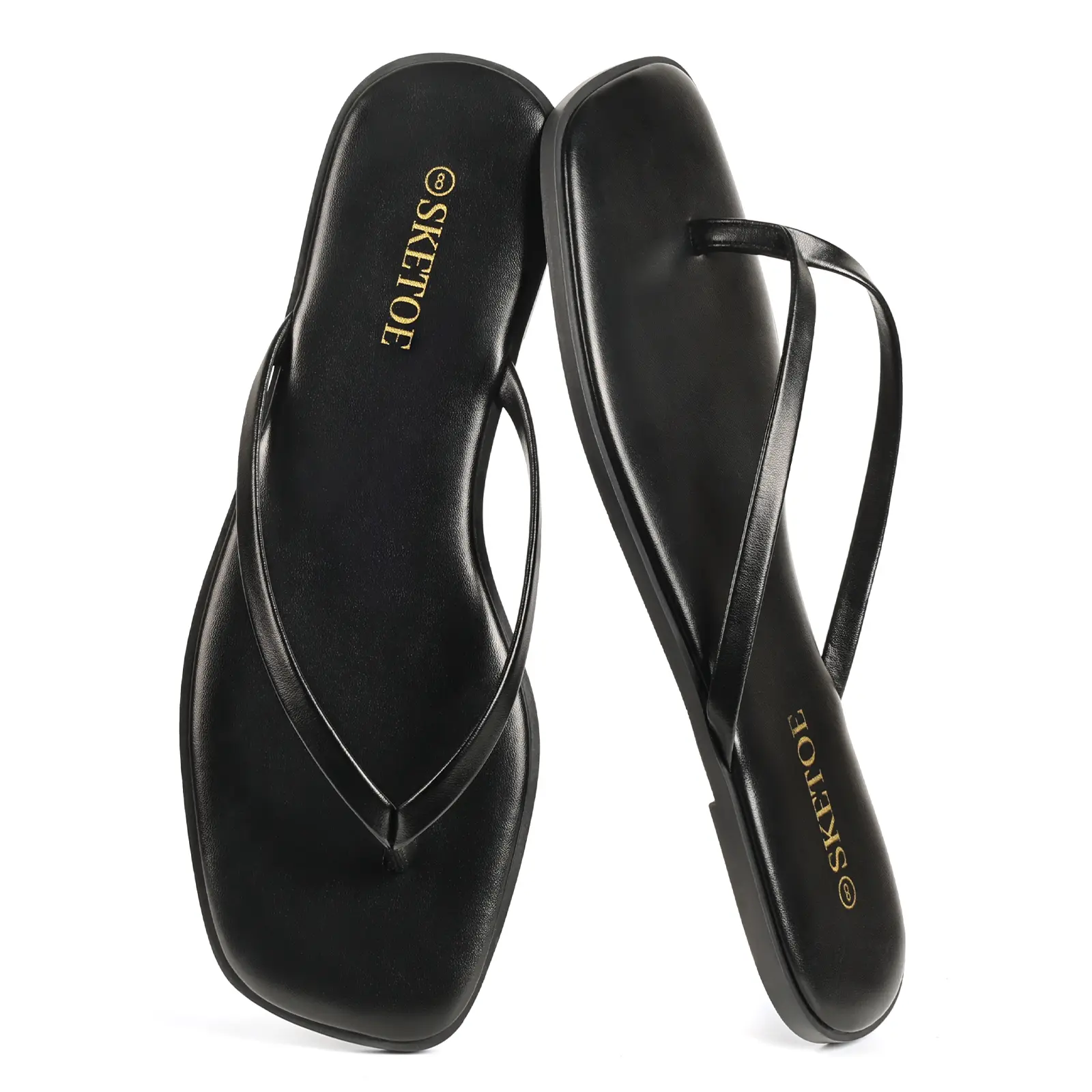 Flip Flops for Women Square Toe Flat Sandals for Women Comfortable Thong Sandals Leather Flip Flops Lightweight Summer Beach Sandals Dressy Vacation Essentials Slides