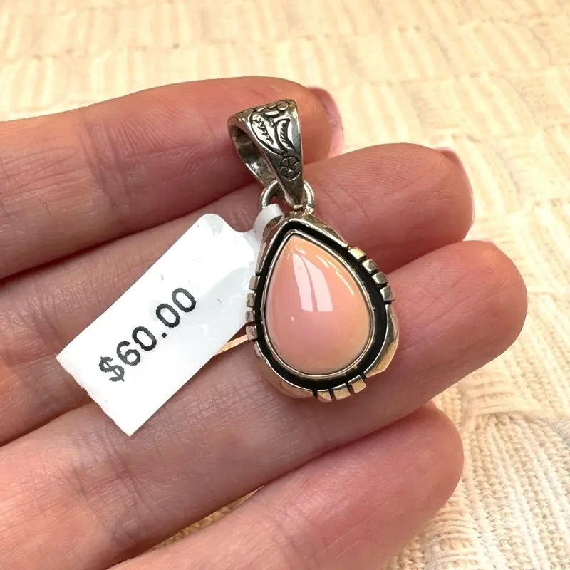 Sterling Silver Natural Pink Conch Shell Pendant