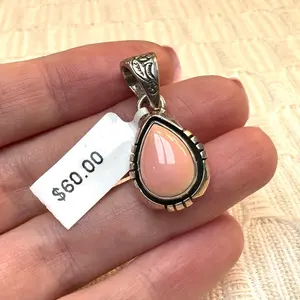 Sterling Silver Natural Pink Conch Shell Pendant