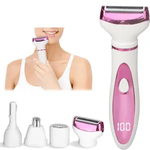Wet & Dry Electric Razor for Women Men,4 in 1 Rechargeable Led Display Electric Shaver and Facial Hair Remover,Painless Ladies Body Razors for Nose Face Body Leg Bikini Arm Hair (Purple)