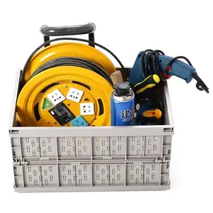 Collapsible Crate,Storage Crate and Reusable Fruit Storage , Foldable Crates, 31 Liters Plastic Milk Crate Bins for Auto organizing, Moving, Long Time Storage (PP, Grey, Medium)