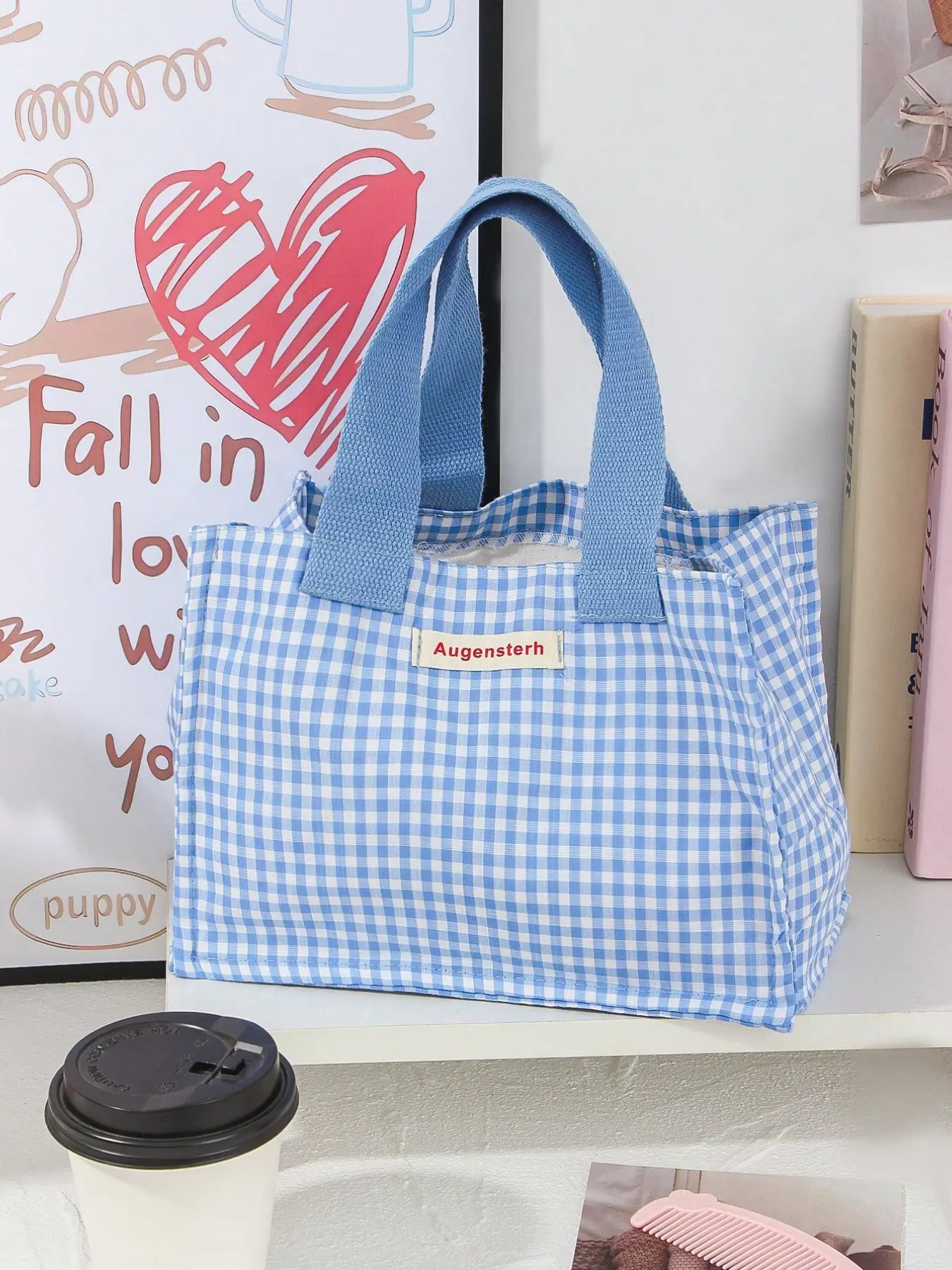 Cute Plaid Lunch Box Bag, Large Capacity Food Storage, Striped Print, Camping Snack Pouch, Macaron Color Container, Portable Picnic Bag, Bento Bag, Cute Bento Bags