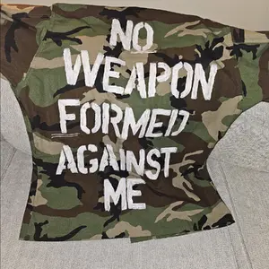 No Weapon Formed Against Me Army Fatigue Jacket Casual Stylish