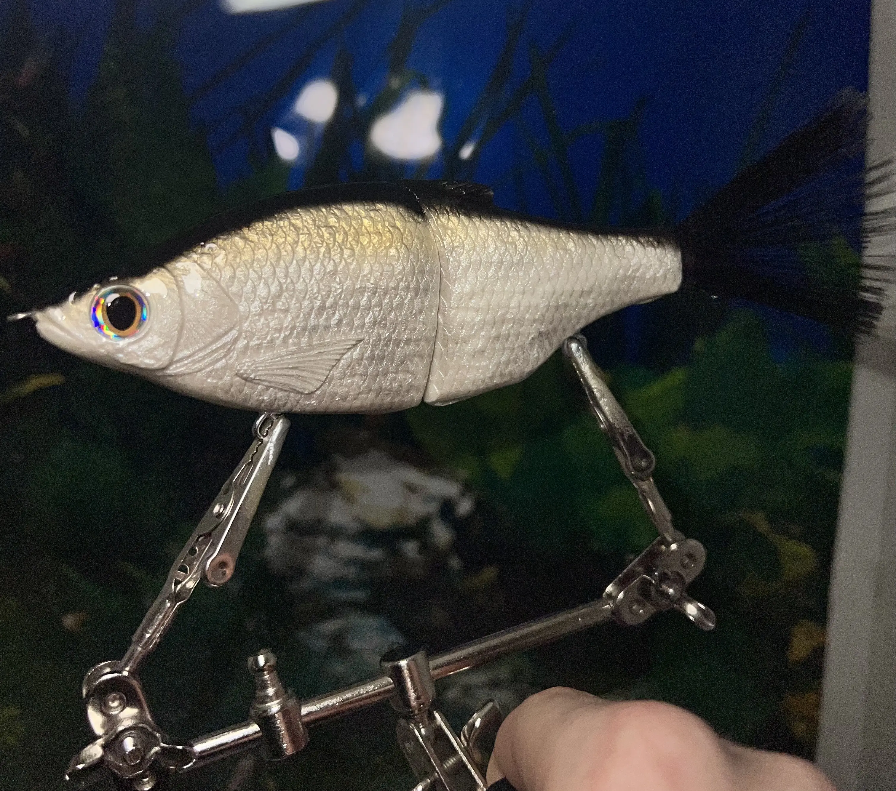7'' Alewife Resin Glide Bait Hand Poured Super Slow Sink Airbrushed Alewife Shad Pattern Weighted for Musky Bass