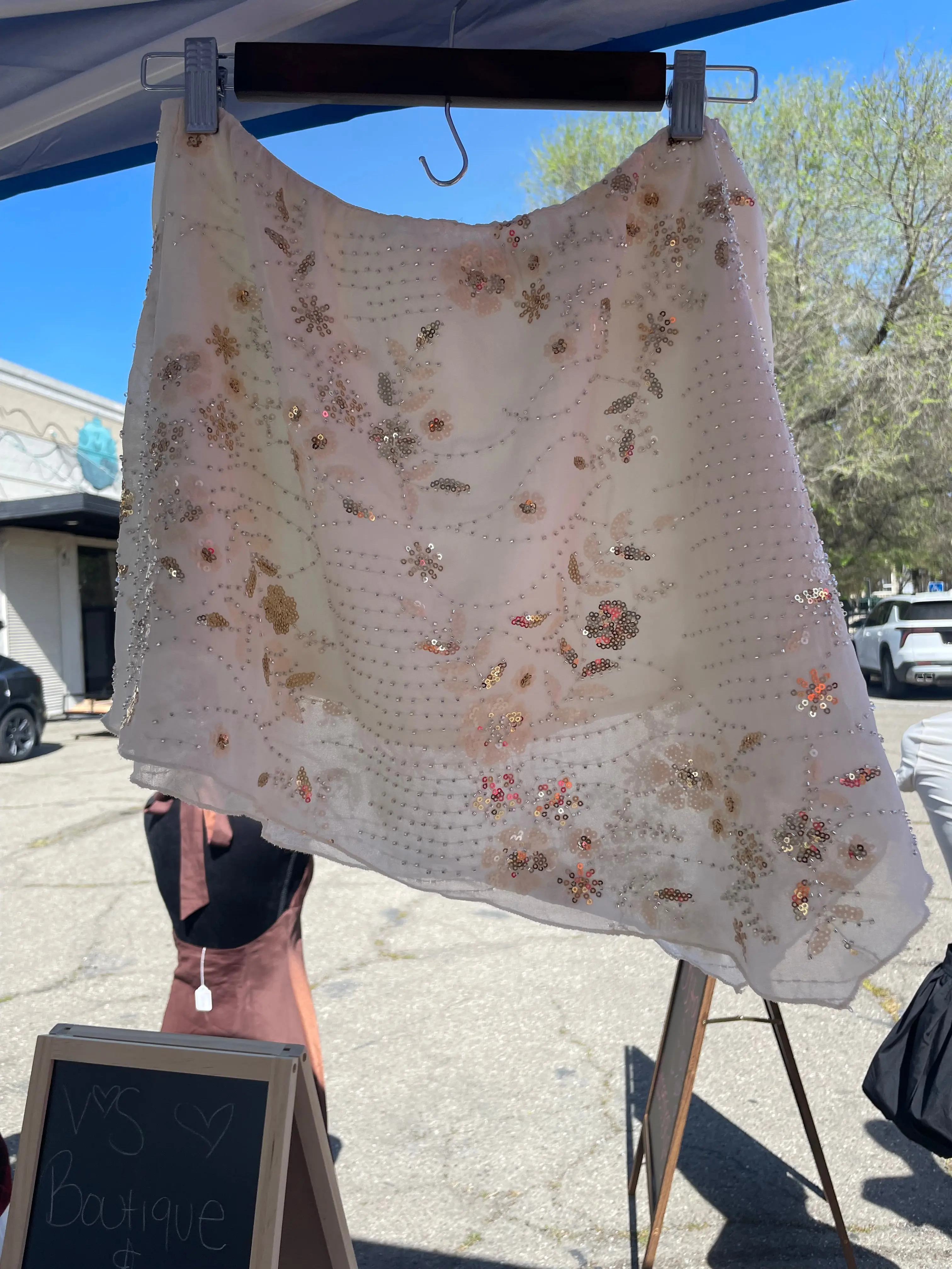 Beaded asymmetrical skirt