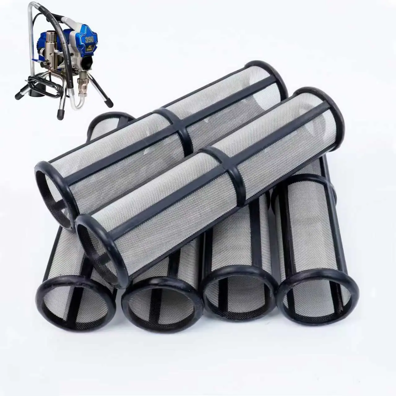 6-Piece Airless Spray Gun Filter Pump Assembly Compatible with Graco 246384, Fits Models 390-595, 60 Mesh Screen, Paint Sprayer Accessories