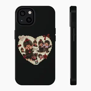 Y2K Monchhichi Heart Case, Kawaii Monkey Cover for iPhone 17 Pro Max  & More