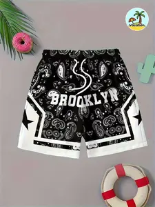 Comfortable and Creative Patterned Shorts for Boys, Perfect for Summer Outdoorleisure and Guick-drying, Ldeal Choice for Beach Vacations During the Summer., Perfect for Outdoor