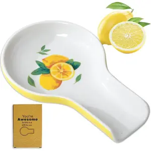 Premium Spoon Rest for Stove Top - Christmas Spoon Rest for Kitchen Counter, Lemon Embossment Gift Box, Farmhouse Decor, Ideal for Holiday Gifting