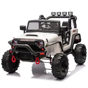 24V Kids Ride on 400W Electric Toy Truck Car W/Parents Control,Ride on Jeep Car Gift for Children's Day,Four-wheel Suspension,Front and Rear LED Searchlight,With Bluetooth,Light Control and Power Display for One Kid Age 3-6