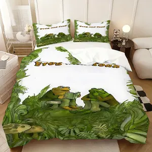 Frog and Toad design bed three-piece set, the style does not include quilt core pillow core, Thanksgiving New Year's gift, home travel lunch break adaptation, warm company of elders, relatives and friends, practical goods in the festival atmosphere
