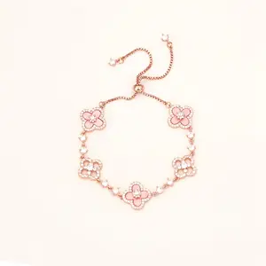 【BEST MATCH ADD】Poseidon Series Bangle Set - Adjustable Layering Bracelets for Women Cherry Blossom Pink Mother of Pearl Clover Star Charm for Daily Wear Office Elegance Special Occasions