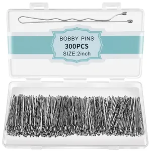 300 count Bobby Pins Black, Black Hair Pins for Women Girls and , Invisible Wave Hair clips Bulk with Storage box, -Free Hairpins(2 Inch )