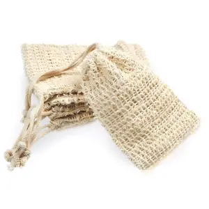 Natural Soap Bags - 5 Pack Eco-Friendly Exfoliating Scrubber Pouches with Drawstring for Shower & Bath - Zero Waste & Plastic-Free - 5.3 x 3.7 Inch Size