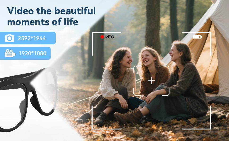 Latest Stylish Camera Glasses 1080p Outdoor Sports Camera with 64GB Memory Card Wide Angle Lens for Hiking & Driving