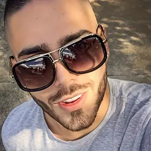 1 Pair of Men's Double Beam Frame Fashion Eyewear with Classic Gold Decoration and Exquisite Craftsmanship, Suitable for Daily Commuting and Driving Wear, Provide UV Eye Protection and Trendy Decoration Function.