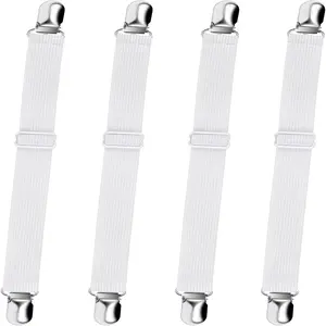 Humwam 4PCS Bed Sheet Straps – Adjustable Elastic Fitted Sheet Holders, Non-Slip Fasteners for Crib to King Size