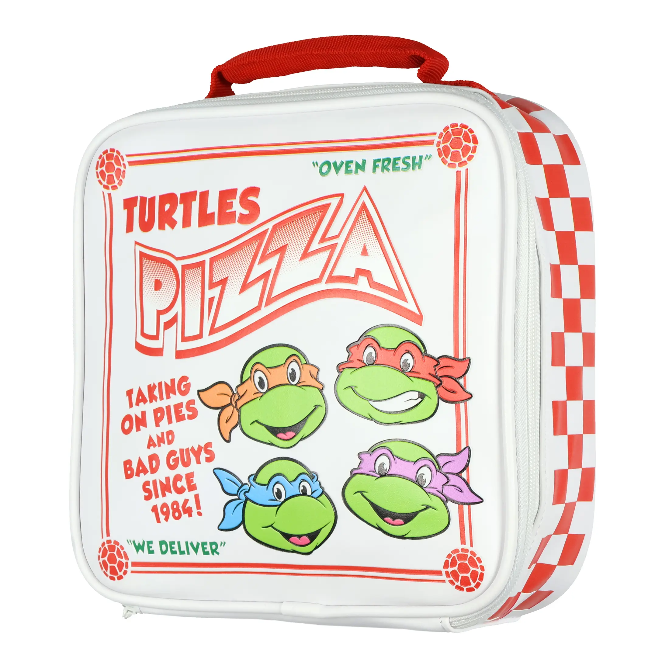 TMNT Lunch Box Nickelodeon Teenage Mutant Ninja Turtles Oven Fresh Turtles Pizza Box Lunch Bag Tote 9"