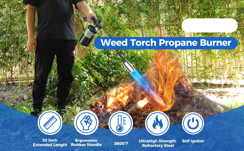 Weed Torch Propane Burner,High Output Weed Burner, Propane Blow Torch with Self Igniting and Flame Control Valve for Weeding, Melt Ice,Charcoal Starter-Fuel Not Included