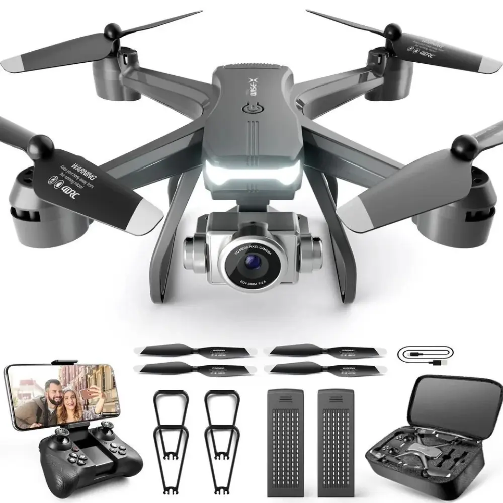 WISE-X 6K Dual Camera RC Drone with Carrying Case | FPV Quadcopter with Smart Hover & 3D Flip (2 Batteries Combo for Beginners)