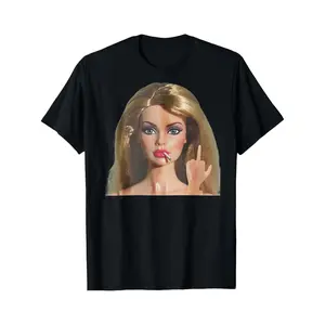 Barbie Doll Smoking Cigarette T-Shirt Black Graphic Print For Casual Wear And Fashion Statement