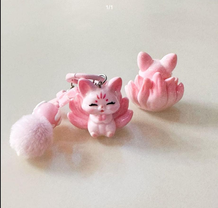 Girl Nine Tailed Fox Cartoon Fashion Pendant Bag Decoration Keychain Cute Student Hanging Gift