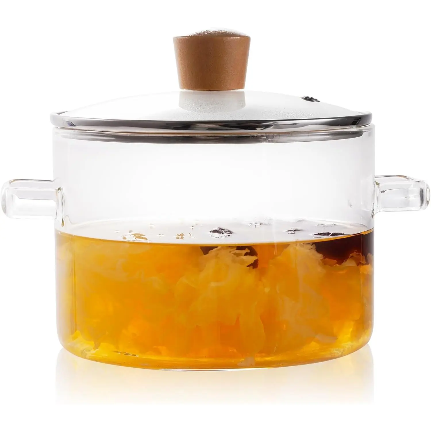 Glass Pot for Stovetop Cooking, 1.8L/60oz Transparent Slow Cooker, Glass Pot with Lid, Stovetop Cookware