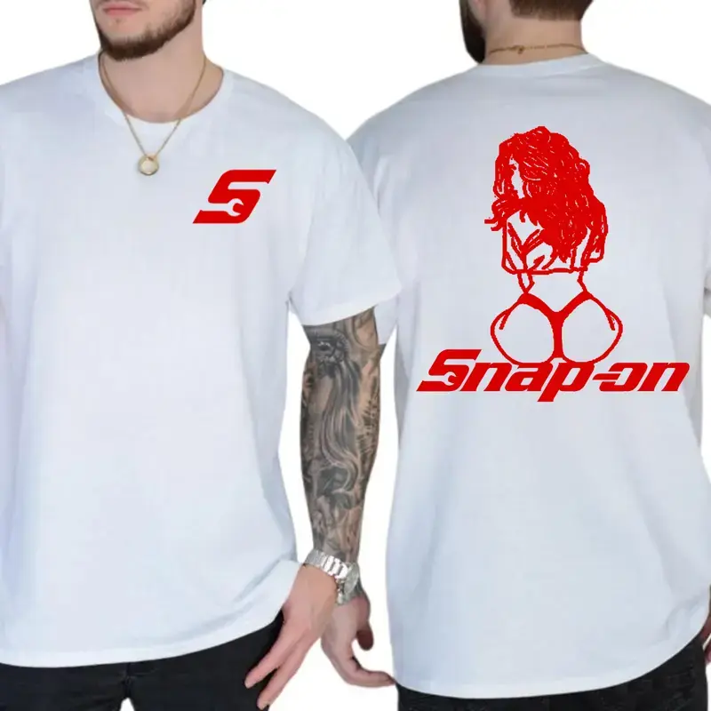 Snap-0n With Girl Graphic Shirt For Men For Women – Limited Edition Cotton Tee, Trendy Red Design, Tool Lover Apparel, Bold Vintage Graphic, Everyday Wear, Perfect Gift Idea