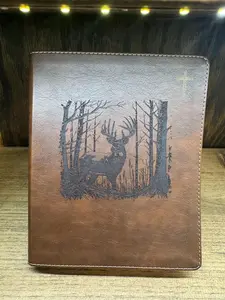 Big Buck Leather Bible | Personalized Leather Bible | Engraved Imitation Leather Bible | Leather Bible with Deer | Deer Hunter Bible