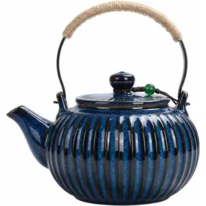Teapot with Infuser Ceramic  Pot with Removable Stainless Steel Filter for Loose  25 OZ/750ml for Office  Men Women as  Royal Blue