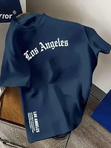 Men's Minimalist LA Tee | Gothic "Los Angeles" Script & Motivational Slogan | Breathable Lightweight Fabric | Relaxed Fit | Ideal for Street Style, Weekend Outings & Daily Wear | Must-Have LA Wardrobe Piece