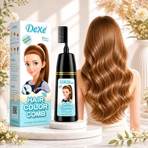 Home Use Integrated Comb Semi-Permanent Hair Dye Cream - Plant Essence, Mild, No Damage, Long-Lasting Fade-Resistant, Ash Brown & Ash Blonde Highlights Color Fixation