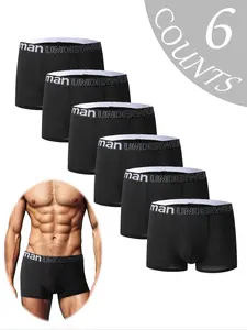 Men's Underwear Set, Comfortable Fitted Casual Style, All-Seasons Wear, Moderate Thick Fabric, Letter Pattern Design