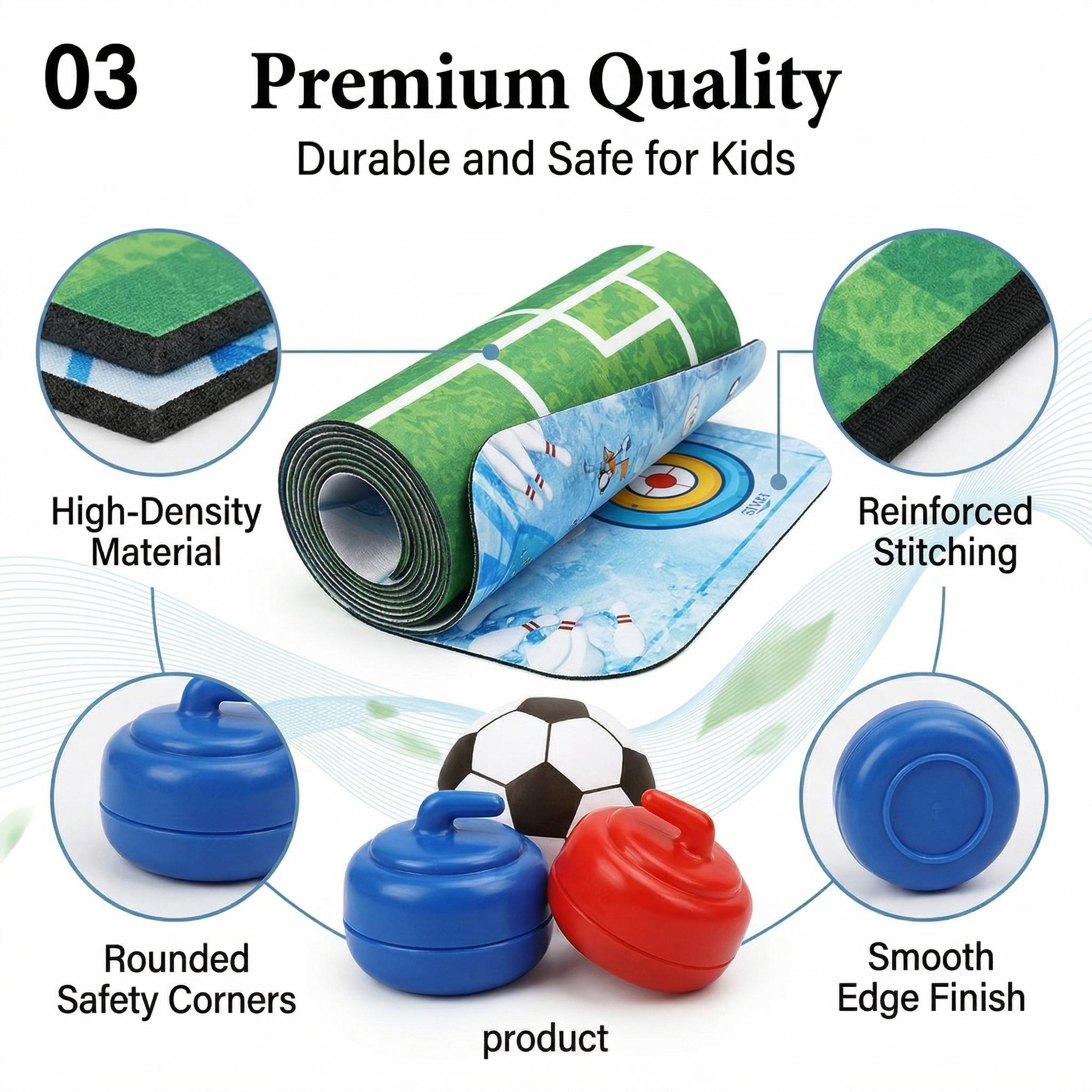 Football Carnival! 3-in-1 Tabletop Game Set | Mini Soccer, Curling & Bowling | Portable Parent-Child Indoor Competitive Toy | Ideal for Parties, Gatherings, Travel & Entertainment, Suitable for Kids and Adults