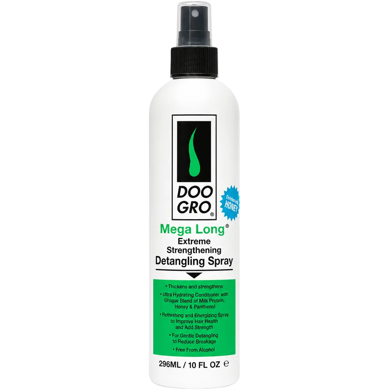 DOO GRO Mega Long Strengthening Detangling Spray, Hydrating Leave-In Moisturizer with Milk Protein, Honey & Panthenol for Natural & Relaxed Hair, 10oz, Hydrate, Blend, Honey And Panthenol, Conditioning, Milk Protein Soft, Deep Leave-In Treatments