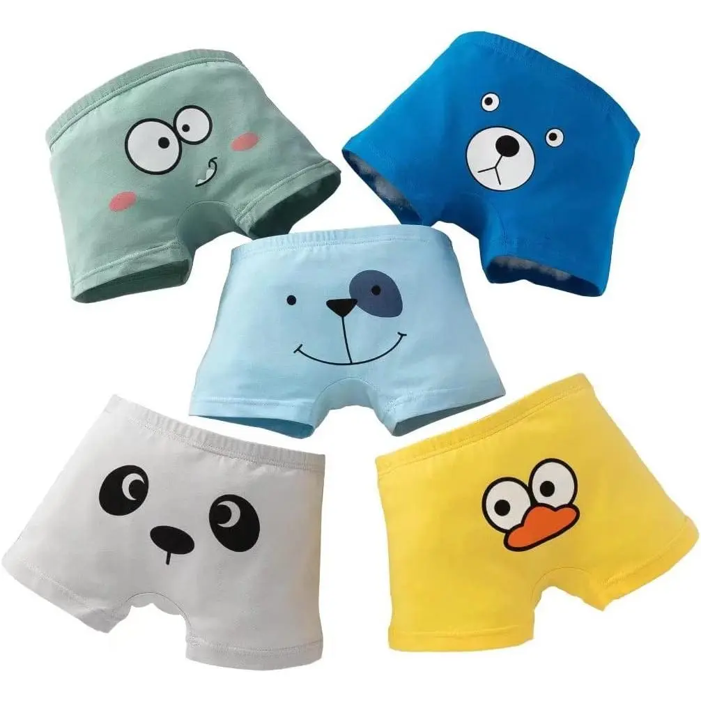 Boys' Cute Graphic Boxer Briefs, 5-Pack Soft Cotton Fitted Underwear for Toddlers & Active Kids, Ages 3-12 Years, Cute Designs, Extra Strength, 10 - 11 Years, Birthday, Durability, Stay Cool, Machine Wash, Cover Waistband, Combed Cotton, All Season