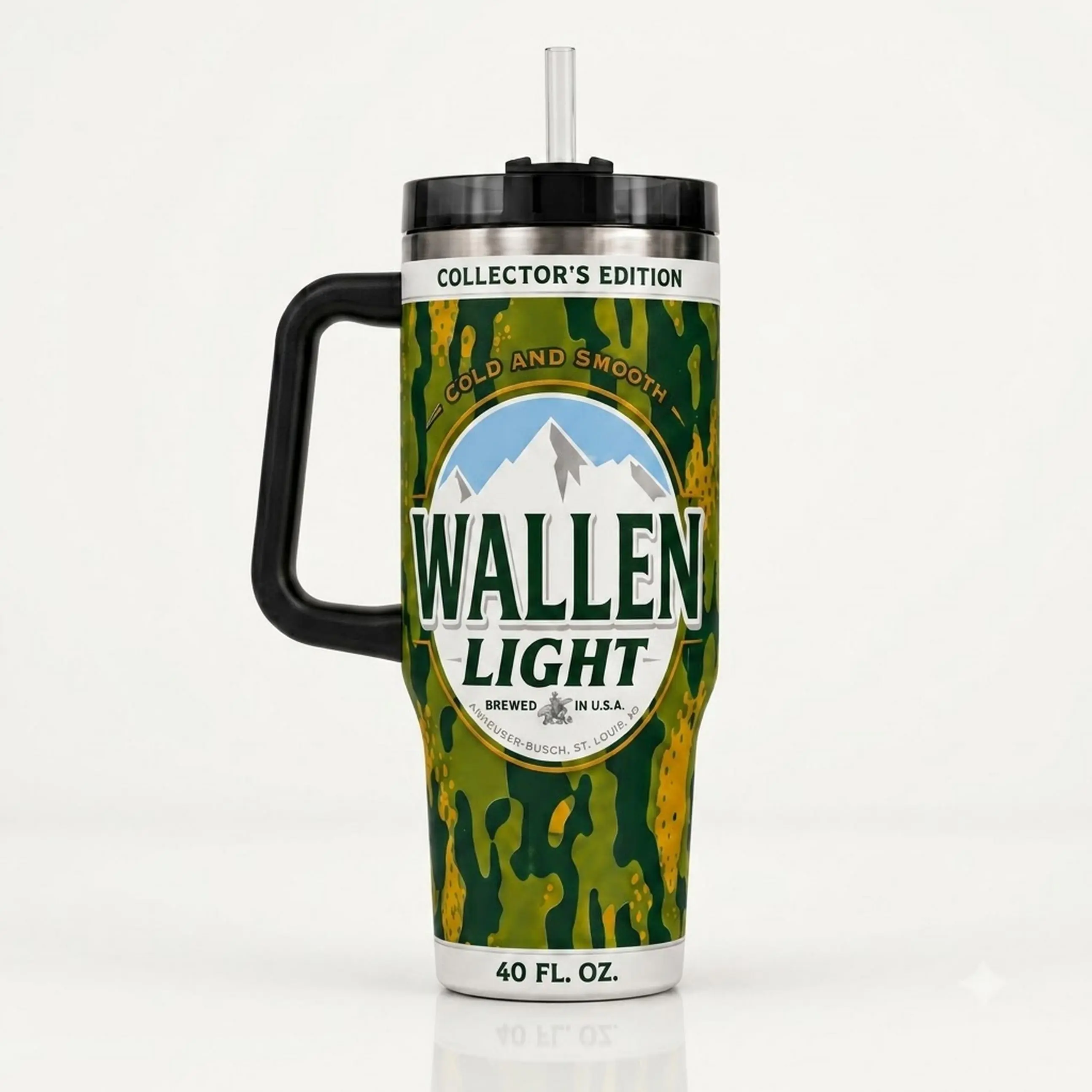 Wallenteers Limited Edition 20oz 30oz 40oz Tumbler With Handle, Country Music Fan Stainless Steel Travel Mug, Vacuum Insulated Cup With Lid Straw, Western Collector Drinkware Gift