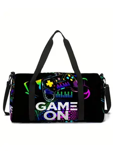 Game ING Pattern Print Large-Capacity Travel Duffel Bag, Portable Handheld Storage Bag