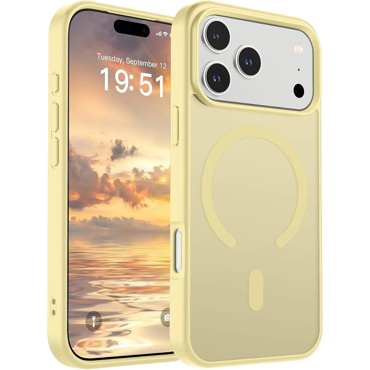 SUPFINE Magnetic for iPhone 17 Pro Case (Compatible with MagSafe)(Military Grade Drop Protection) Translucent Matte Shockproof with Anti-Fingerprint Phone Cover 2025,Buttercream Yellow