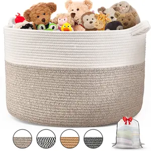Blanket Basket Living Room,22" x 22"x14",XXXL Storage Baskets,Woven Rope Baskets for Storage,Large Basket with Storage Bag,Baby Laundry Basket,Toy Basket with Handle,Clothes Hamper