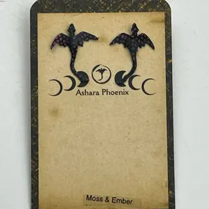 Moss & Ember Earth Dragon Stud Earrings Silver Black Guardian of Sacred Ground Handcrafted Spiritual Protection Talisman for Emotional Stability & Grounding Energy Limited Edition Super Light Nickel Free