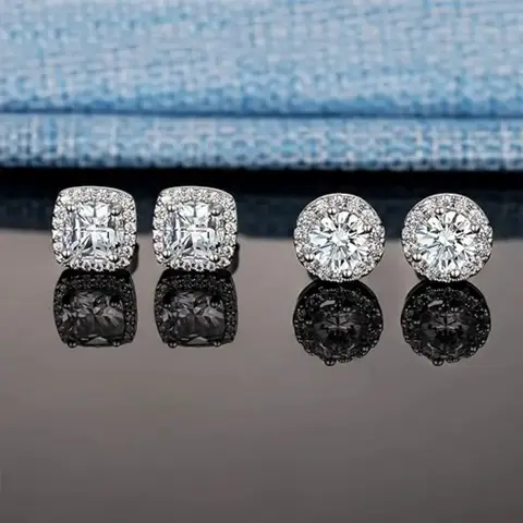 S925 Silver Round Stud Earrings for Men - Men's Accessories, Classic Fashion Ear Jewelry, Perfect Personalized Gifts for Him, Gifts for Boyfriends