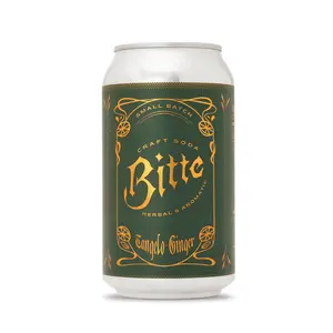 Bitte Soda, Tangelo Ginger 6-pack | Low Sugar, Non-Alcoholic, Carbonated Fruit Juice, Herbal and Aromatic, Citrus, Ginger, Fizzy, Earthy, Healthy Beverage, Natural, Social Drink Alternative, Mocktail, Cocktail Mixer, Soda Can, Thirst Quenching, Minority