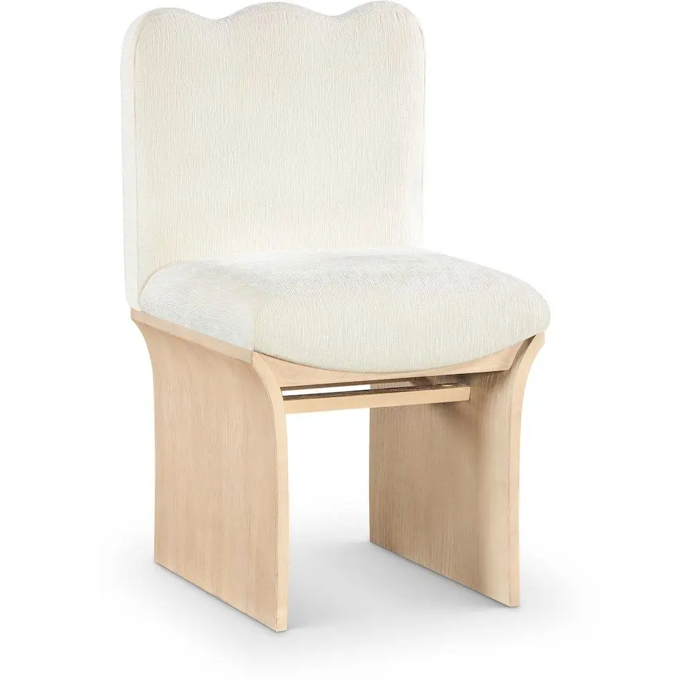 Shaw Cream Chenille Fabric Upholstered Single Person Dining Chair with Padded Seat